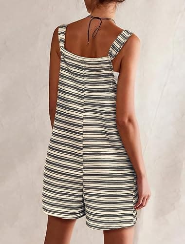 Yousify Womens Summer Casual Sleeveless Romper Loose Striped Tied Shorts Overalls Jumpsuit with Pockets 2026 Clothes thumbnail 4