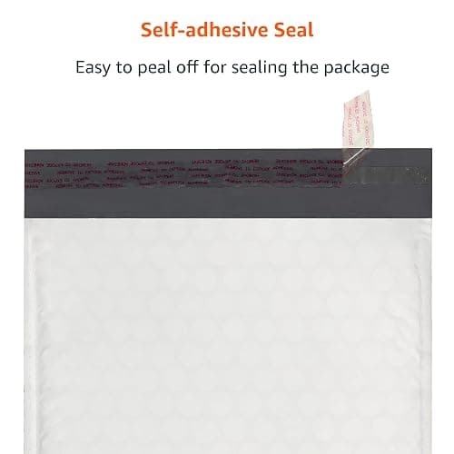 Amazon Basics Poly Bubble Self-Seal Mailers, Tear and Water Resistant Shipping Bags, 6" x 10", White/Grey, 50-Pack thumbnail 3