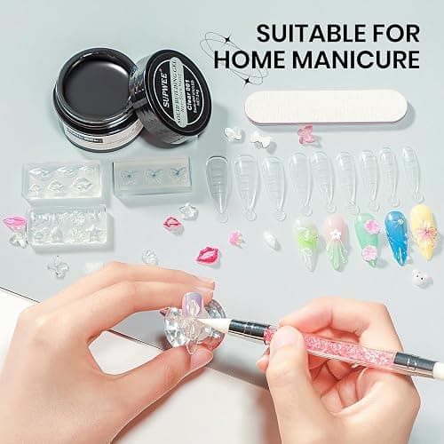 SUPWEE Clear 3d Nail Gel Sculpting Gel, Non-Stick Hand Molding Gel for Nail | Sculpture Gel with 3D Silicone Nail Art Molds Solid Builder Hard Gels for Extend Home DIY Manicure thumbnail 6