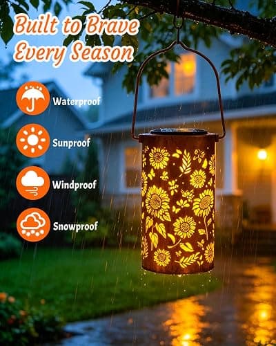 ANYTALK Birthday Gifts for Women Mom Grandma, Sunflower Solar Lanterns Outdoor Waterproof, Hanging Solar Lights for Yard, Patio, Porch, Garden Decor thumbnail 9