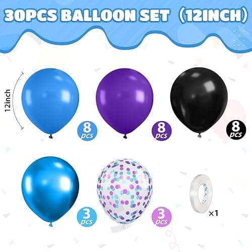 Purple and Blue Galaxy Balloons, 12 Inch Metallic Blue Dark Purple Blue Black Confetti Balloons for Galaxy Party Baby Shower Engagement Party Decorations thumbnail 3