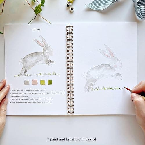 Animals Watercolor Workbook by Emily Lex Studio, 12 Beginner Friendly Sketched Illustrations, Lay Flat Spiral Pages, 6.5 x 9 inch, 120lb Watercolor Paper thumbnail 8