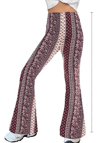 WSPLYSPJY Women's Print Stretch Bell Bottom Flare Palazzo Pants Trousers thumbnail 4