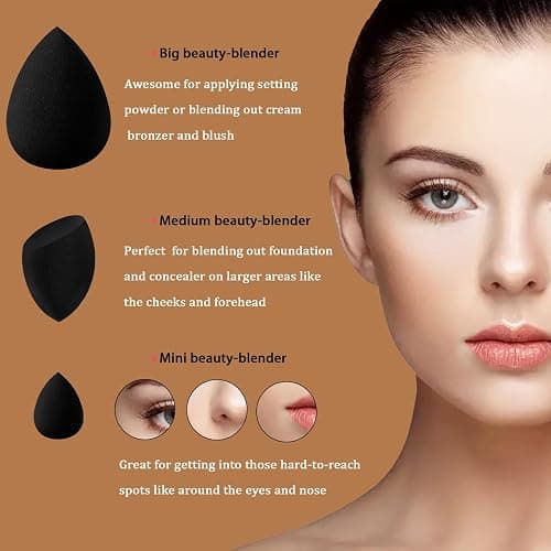 21 pcs Black Beauty Blender Makeup Sponge Bulk:Blender Sponges 21 Pcs for Liquid, Cream, and Powder, Multi-colored Pink make up sponges for foundation thumbnail 3