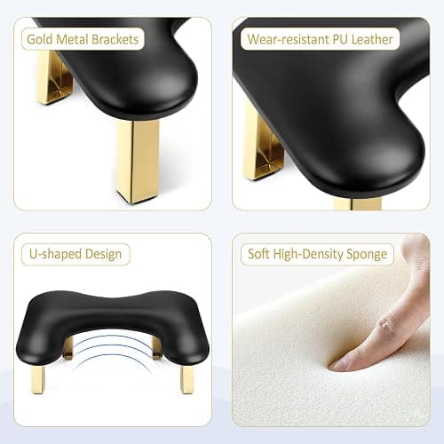 Nail Arm Rest, Arm Rest for Nails Tech, Foldable Nail Tech Client Arm Rest, PU Leather Nail Hand Rest, U Shape Manicure Hand Rests for Foot Hand Rest, Black thumbnail 3