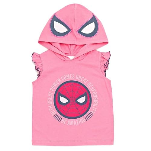 Marvel Spider-Man Girls Cosplay Tank Top and French Terry Dolphin Shorts Outfit Set Toddler to Big Kid Sizes (2T - 14-16) thumbnail 2