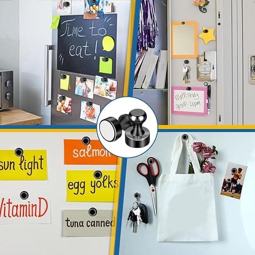 LOVIMAG Fridge Magnets 12Pcs Refrigerator Whiteboard Small Strong Magnet Classroom Kitchen Accessories Decorative Locker Set Decor Must Haves Office Calendar Refrigerador Magnetic Cute Crafts Black thumbnail 7