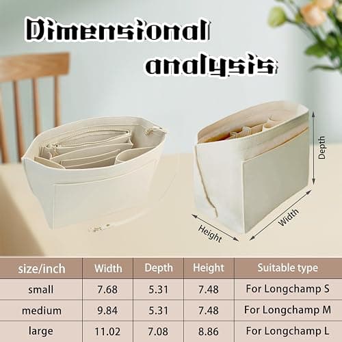Insert Organizer For Long Champ Large Bag Women Purse Le Pliage organizer Insert 030beige-L thumbnail 2