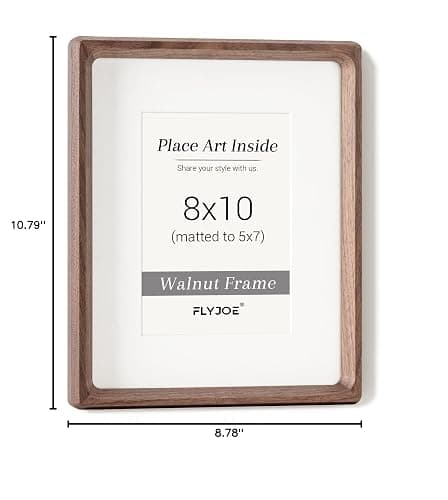 8x10 Picture Frame, USA-Sourced Natural Walnut Wood Photo Frame with Tempered Glass, Handcrafted Rounded Corner 8 x 10 Wooden Frame Matted to 5x7 Photos, Wall or Tabletop Display thumbnail 3