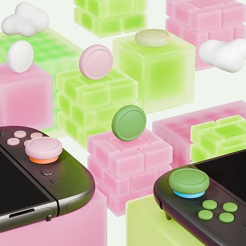 PlayVital Button Caps + Thumb Grip Set for Nintendo Switch 2, 8 Silicone Colorful ABXY Directional Button Covers & 4 Joystick Caps for Joycon - White & Pink & Antique Yellow & Matcha Green thumbnail 8