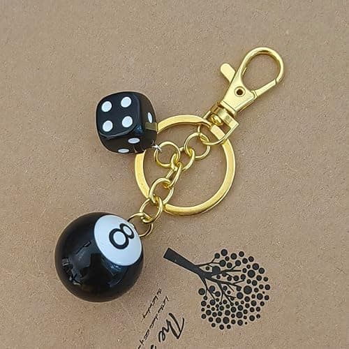 Meimimix 8 Ball Dice Charm Keychain Y2K Aesthetic Key Chain for Women Men Cute Bag Purse Handbag Accessories thumbnail 2