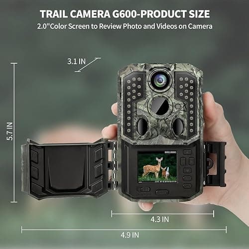 WOSPORTS Trail Camera,48MP 4K 0.2S Trigger Motion Activated,Game Camera with Night Vision IP66 Waterproof 2.0''LCD 120°Wide Trail Cam Lens for Outdoor Scouting Wildlife Monitoring Home Security thumbnail 5