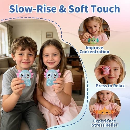Nyktavos 4Pcs Axolotl Squeeze Toy, Slow Rise Stress Toy Relief Sensory Toy | Cute Squeeze Anxiety Pressure Ball, Portable Calming Fidget Toy for ADHD Autism, Gift Box Packed thumbnail 7