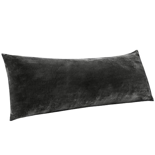 BEDELITE Body Pillow Cover with Zipper Closure, Super Soft and Cozy Fuzzy Fleece Pillowcase 20 x 54 Inches, Luxury Fluffy Plush Long Body Pillow Pillowcase for All Seasons(Dark Gray) thumbnail 8