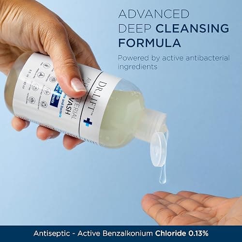 DR. LIFT Antibacterial Body Wash, Refreshing Scent, Hydrating Shower or Bath Cleanser With Citric Acid, Spirulina, and Lemon, Clean Moisturizing Formula, Vegan, Paraben and Phthalate Free, 8 Fl Oz thumbnail 4
