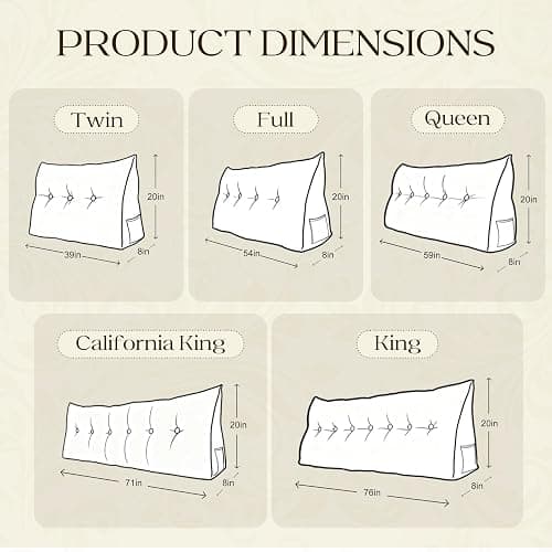 WOWMAX Wedge Pillow Headboard Dorm Headboard Twin XL Bed Wedge Pillow Bolster Pillow for Bed with Removable Cover, 80% Cotton & 20% Linen Blend, Pure White thumbnail 2