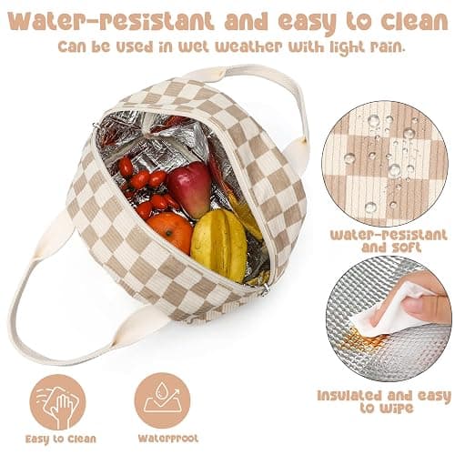 Bluboon Lunch Bag for Women Men Cute Corduroy Lunch Tote Bags Reusable Insulated Lunch Box Large Capacity Reusable Insulated Cooler for Work Picnic or Travel thumbnail 4
