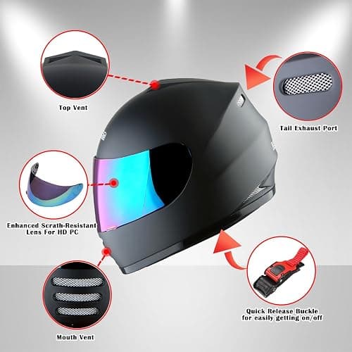 WOW Motorcycle Full Face Helmet Street Bike BMX MX Youth Kids: HKYB15 thumbnail 4