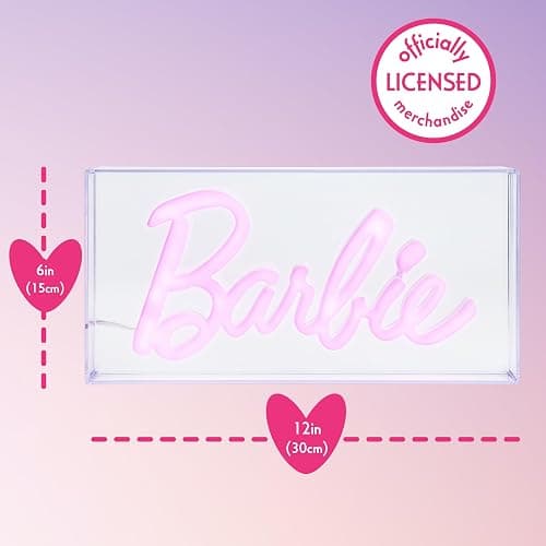 Paladone Barbie Logo LED Neon Pink Sign, Officially Licensed Barbie Merchandise and Room Decor thumbnail 3