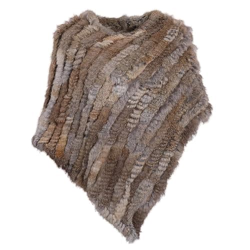 BOONJOVIA Women's Genuine Natural Rabbit Fur Knitted Pullover Poncho Lady Luxury Shawl Wedding Party Cape Wraps - Image 1