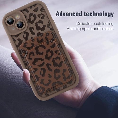 MOWIME Compatible with iPhone 14 Case with Card Holder, Brown | Cheetah Print Shockproof Soft TPU Protective Cover Women Girls, Anti Scratch Wallet Case for 14 6.1 Inch thumbnail 7