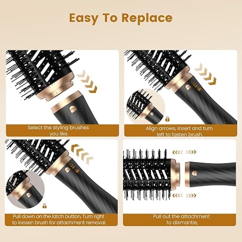 5 in 1 Hair Styler Airbrush 5 in 1 Airstyler Multi-Blow Dryer Brush Set with Curl, Straighten, Wavy, Smooth, Magic Styler for All Hair Types and Lengths - Black 02 thumbnail 6