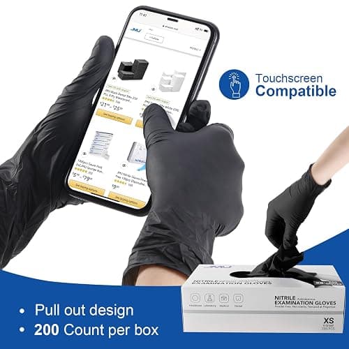 JMU Black Nitrile Gloves Medium Bulk, Case of 1200, 3.5Mil, Latex Free Powder Free thumbnail 6