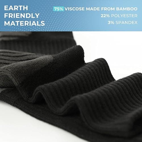 BAMBOO COOL Men's Crew Socks Athletic Running Sports Socks, Cushioned Moisture Wicking, Breathable Arch Support 6 Pack thumbnail 5