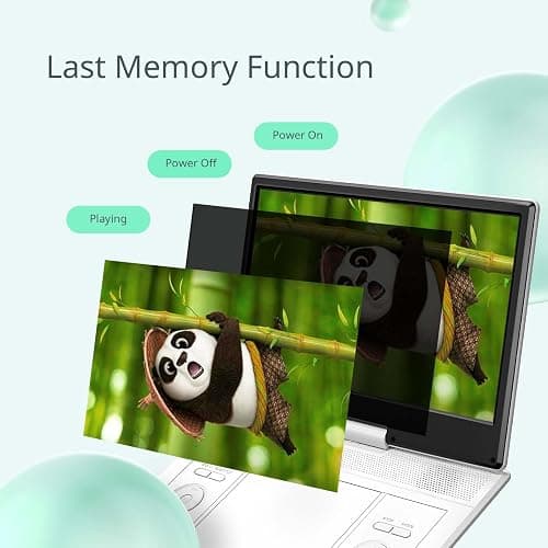 YOTON 16.9" Portable DVD Player, 4-6 Hours Rechargeable Built-in Battery, 14.1" HD Swivel Screen, Dual Stereo Speakers, USB/SD/AV/Audio/Gamepad Support -White [Not Support Blu-Ray] thumbnail 5