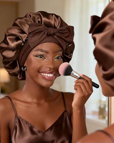 YANIBEST Silk Bonnet for Sleeping Women Adjustable Double Layer Satin Bonnet Reduce Friction Prevent Frizz Natural Curly Hair thumbnail 3