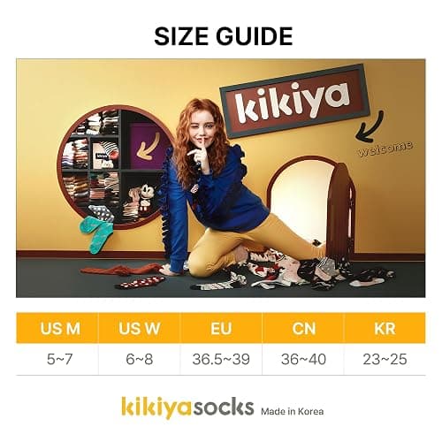 Kikiya Women's Cotton Crew Socks - Cute Smiley Face Funny Bow Fruit Graphic Crazy Animal - Ladies Girls Casual Socks Size 6-8 thumbnail 6