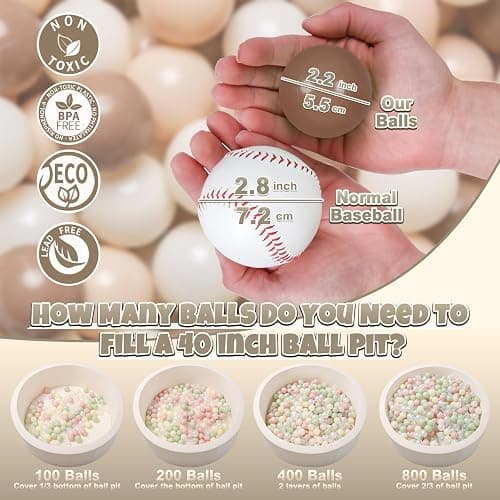 GOGOSO Ball Pit Balls for Toddlers Phthalate-Free BPA-Free Non-Toxic Crush Proof Soft Plastic Play Balls Baby Kids Shape Tent Pool Playhouse Playpen Party Decor,Coffee Brown Beige,100PCS - cofee colors - 100 balls thumbnail 4