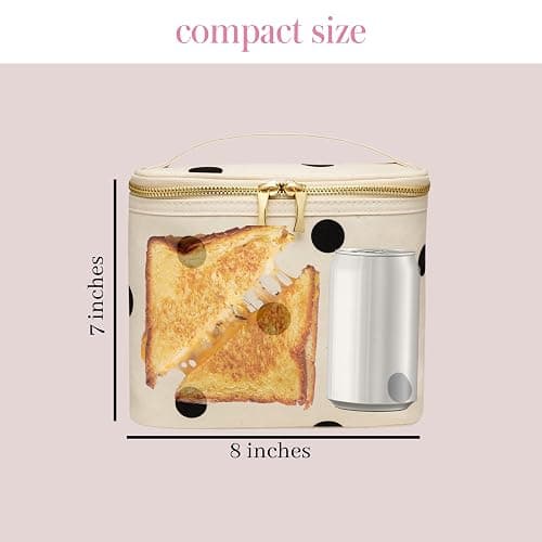 Kate Spade New York Insulated Soft Cooler Lunch Tote with Double Zipper Close and Carrying Handle, Big Deco Dot thumbnail 2