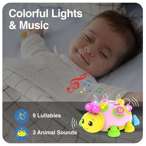 Baby Musical Ladybug Crawling Toys,Baby Toy 6-12 Months with Light-up Music, Early Educational Learning Montessori Toy, Infant Gift Toys for 7 8 9 10 11 Months 1-2 Years Old Newborn Girls (Pink) thumbnail 5