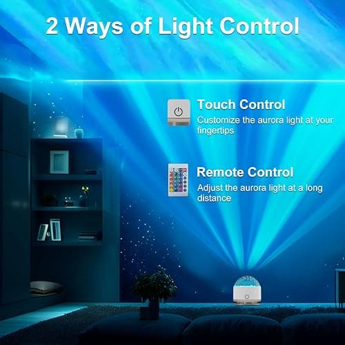 HUMIIEYE Northern Light Projector, Battery Operated Aurora Night Light, 16 Colors Galaxy Lamp Ocean Wave Ceiling Projector Mood Ambient Lighting for Bedroom Party Adults Kids Room Toddler Girl Gift thumbnail 6