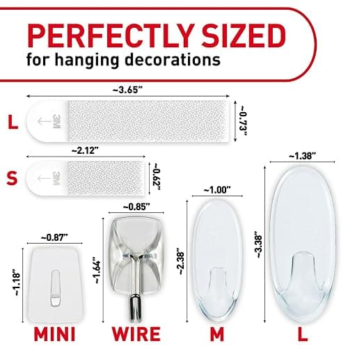 Command Clear Variety Pack, Including 8 Pairs of Picture Hanging Strips, 4 Clear Wire Hooks and 11 Wall Hooks for Hanging Home Decor, Damage Free Hanging Up to 19 Items with Command Strips - Clear - Assorted thumbnail 2