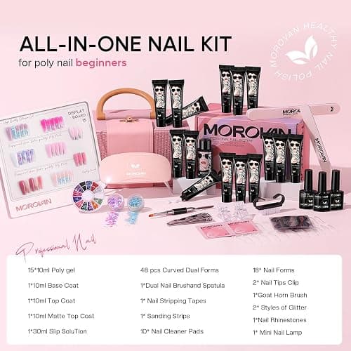 Poly Gel Nail Kit for Beginners: 15 Colors Gel Extension Nail Starter Kit with Slip Solution U V Light for Women Girls at Home DIY thumbnail 2