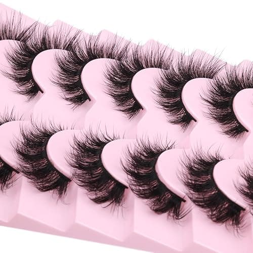 Mink Lashes False Eyelashes Wispy 3D Volume Cat Eye Faux Mink Eyelashes Natural Look 18mm Strip Eyelashes Pack 7 Pairs by Kiromiro thumbnail 5