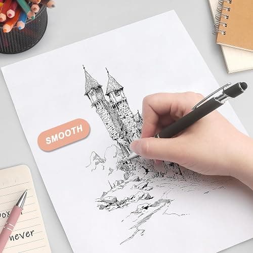 Bribobo Ballpoint Pen 2-in-1 Stylus Retractable Ballpoint Pen with Stylus tip, Metal Stylus Pen for Touch Screens, 1.0 mm Black Ink (Pastel Color) 6 Pack thumbnail 2