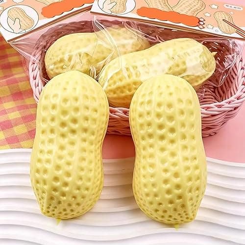 Peanut Squishy Peanut Shape Stress Relief Squeeze Fidget Toys, Soft Anxiety Relief Hand Grip Decompression Ball, Soft Squeeze Decompression Dough for Adults Office Desk Decor thumbnail 2