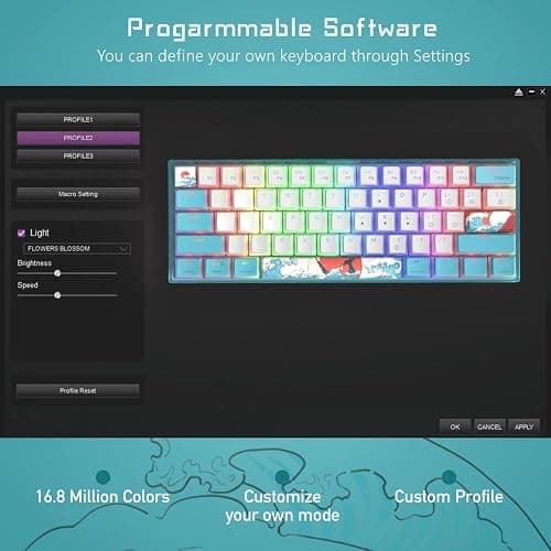 Womier 60% Percent Keyboard,WK61 V2 Mechanical RGB Wired Gaming Keyboard,Hot-Swappable Creamy Key Board with PBT Keycaps,Linear Red Switch for Windows/MAC (Blue) thumbnail 6
