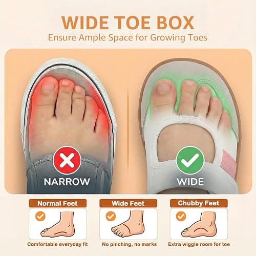 WIDE TOE BOX Toddler Girl Mary Jane Classic Sneakers Barefoot Walking Shoes for School with Hook and Loop thumbnail 5