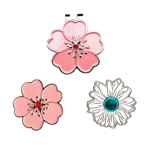 Eshan Magnetic Golf Ball Markers and Novelty Hat Clip Set Flower Glove Hat Shape Clip Golf Bag Accessories Court Gift for Men Women Golfer - Image 1