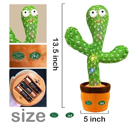 Hunfur Interactive Baby Toys Dancing Talking Cactus Toy,Funny Gift for Infant, Singing Record Repeat What You Say Light Up Toy for Toddler Boy Girl (Volume Adjustment) thumbnail 3