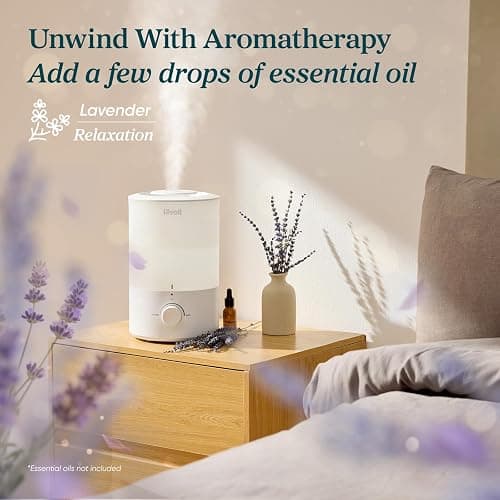 LEVOIT - Humidifiers for Bedroom - Quiet (3L Water Tank) - Cool Mist/Top Fill/Essential Oil Diffuser/25Watt - Home/Large Room - 360° Nozzle - Rapid Ultrasonic Humidification for Baby Nursery/Plant thumbnail 3