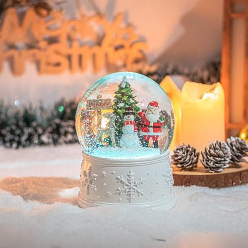 Vipush Christmas Snow Globe - Snowman Santa Style Musical Snow Globe with Color Changing Led Lights, Christmas Decorations with Music Box Gifts for Girls Kids, Decorations for Christmas & Birthday - Image 1
