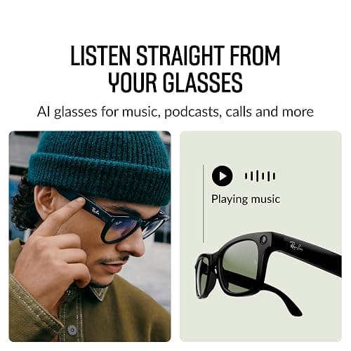 Ray-Ban Meta (Gen 1), Wayfarer, Matte Black | Smart AI Glasses for Men, Women - 12 MP Camera, Open-Ear Speakers, Video Recording, Bluetooth - Polarized Gradient Graphite Lenses - Wearable Technology thumbnail 4