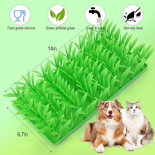 Palksky Silicone Grass Mat for Cats, Slow Food Cat Grass Mat for Indoor Cats, Foraging Snuffle Mat for Dog/Cat, Interactive Enrichment Cat Mat, green thumbnail 5