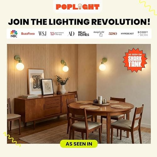 Poplight Wireless Wall Sconce (Shark Tank) Rechargeable & Dimmable LED Light w/App Control & Damage-Free Install, Moveable Modern Ambient Lighting for Elegant Home & Bedroom Decor | Sage Green thumbnail 7