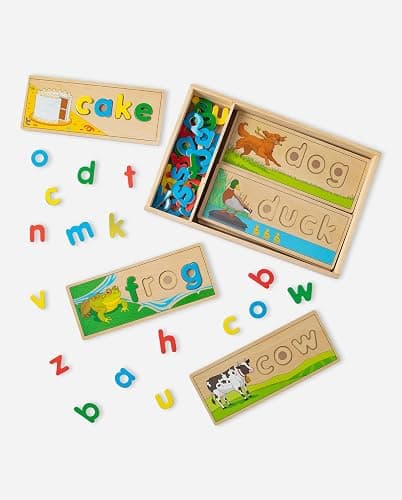 Melissa & Doug See & Spell Wooden Educational Toy with 8 Double-Sided Spelling Boards and 64 Letters Preschool Learning Activities, See & Spell Learning Toys for Kids Ages 4+ | 73 Pieces, 8 Double-Sided Spelling Boards, 64 Wooden Letters, Educational Toy, Preschool Learning Toys for Kids, Ages 3+ thumbnail 10